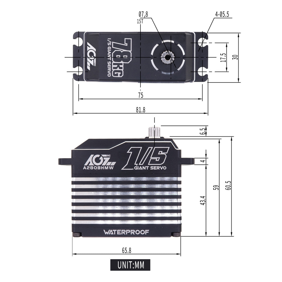 AGFRC Brushless 78KG Billet Servo - A280BHMW